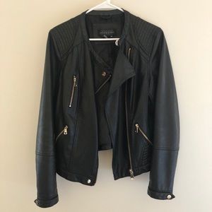 Black Faux Leather Moto Jacket